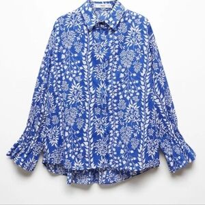 MNG Floral Blue and White Blouse
